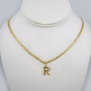 Gold Initial 'R' Pendant Necklace